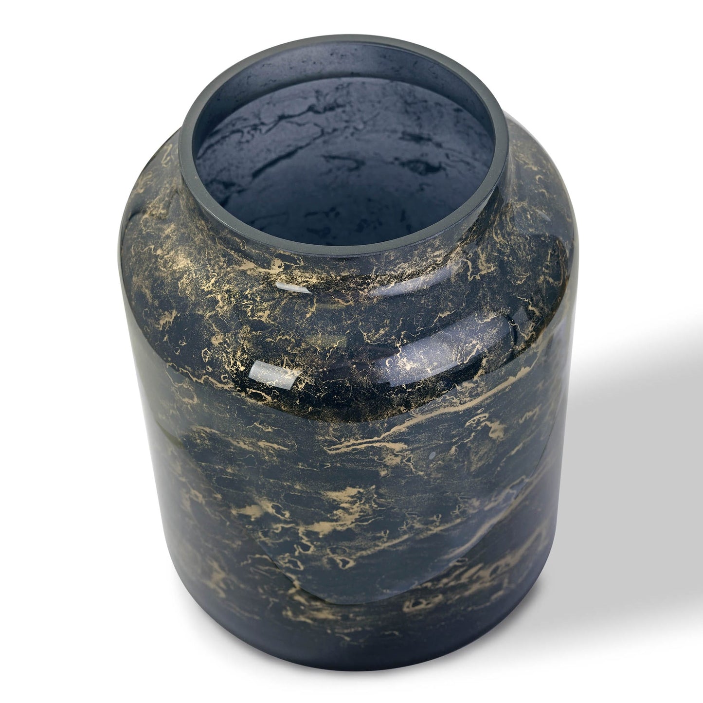 Vaas Zwart, Glas Marmer, Elegante, SL, Hoogte 25 cm