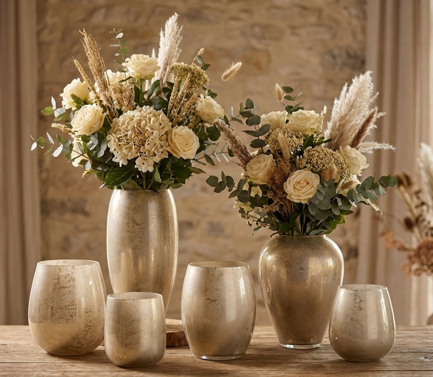 Terroso® Vaas Cappuccino - Beige Glas - Marmerlook - 16 cm