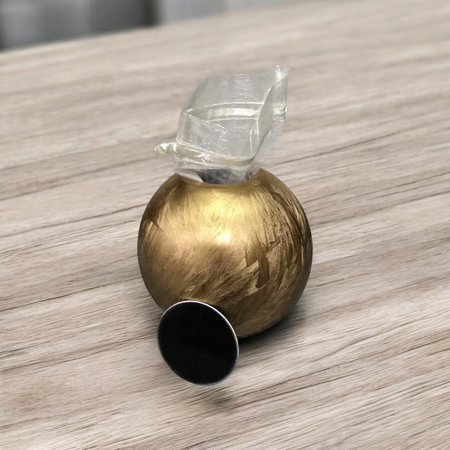 Urn met Kaarshouder - Glas – Bol Middel - Goud Frost - 200 ml
