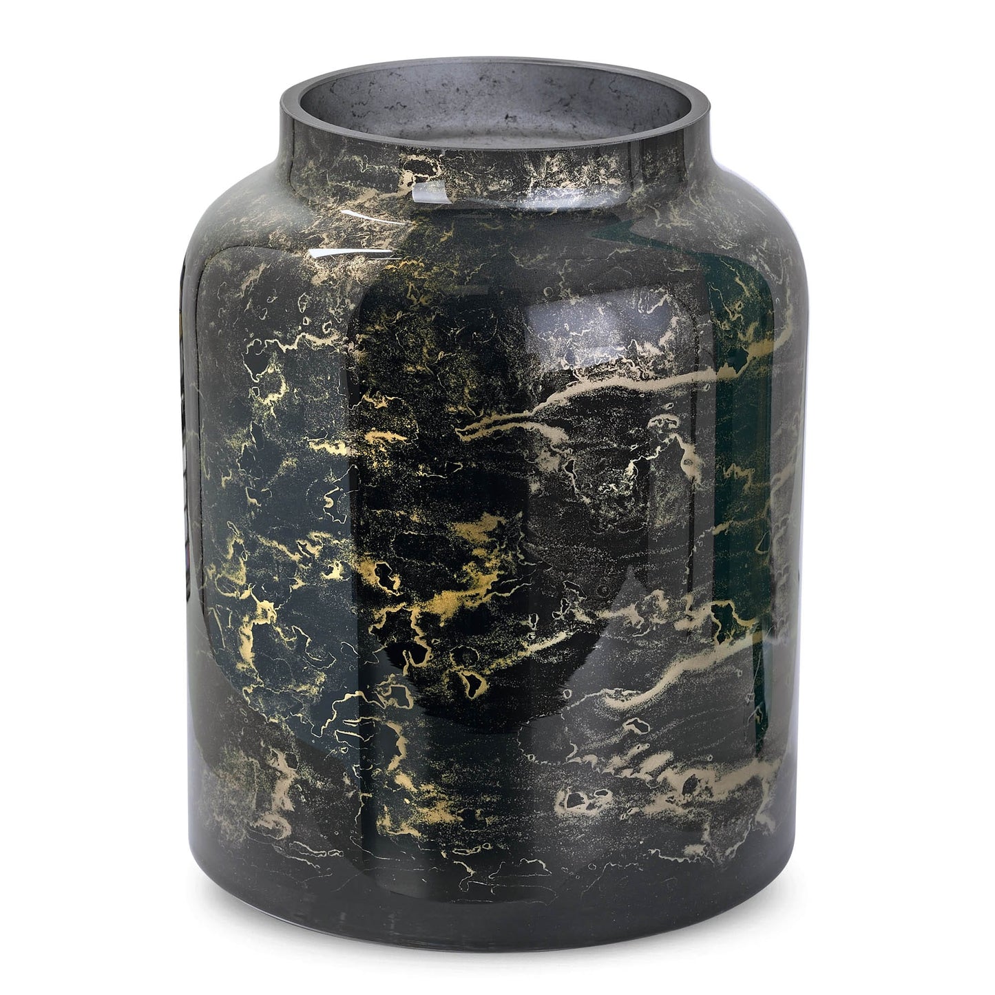 Vaas Zwart, Glas Marmer, Elegante, SL, Hoogte 25 cm