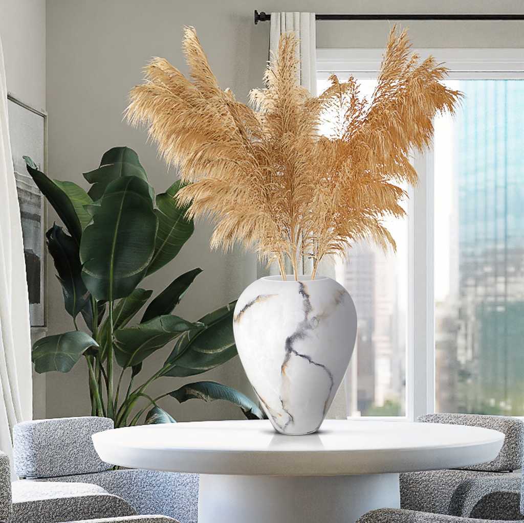 Vaas Ice, Mat Glas Marmer, Elegante, Hoogte 33 cm