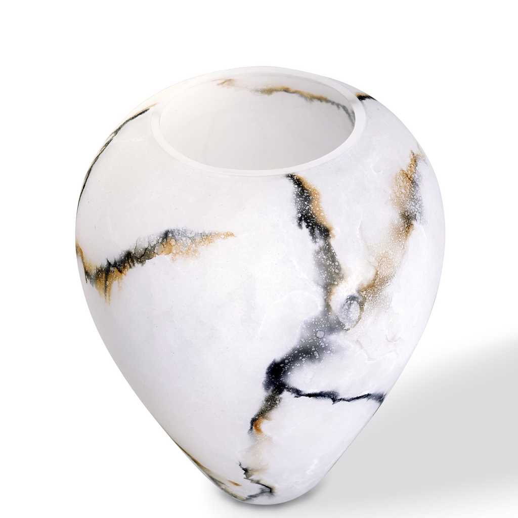 Vaas Ice, Mat Glas Marmer, Elegante, Hoogte 33 cm