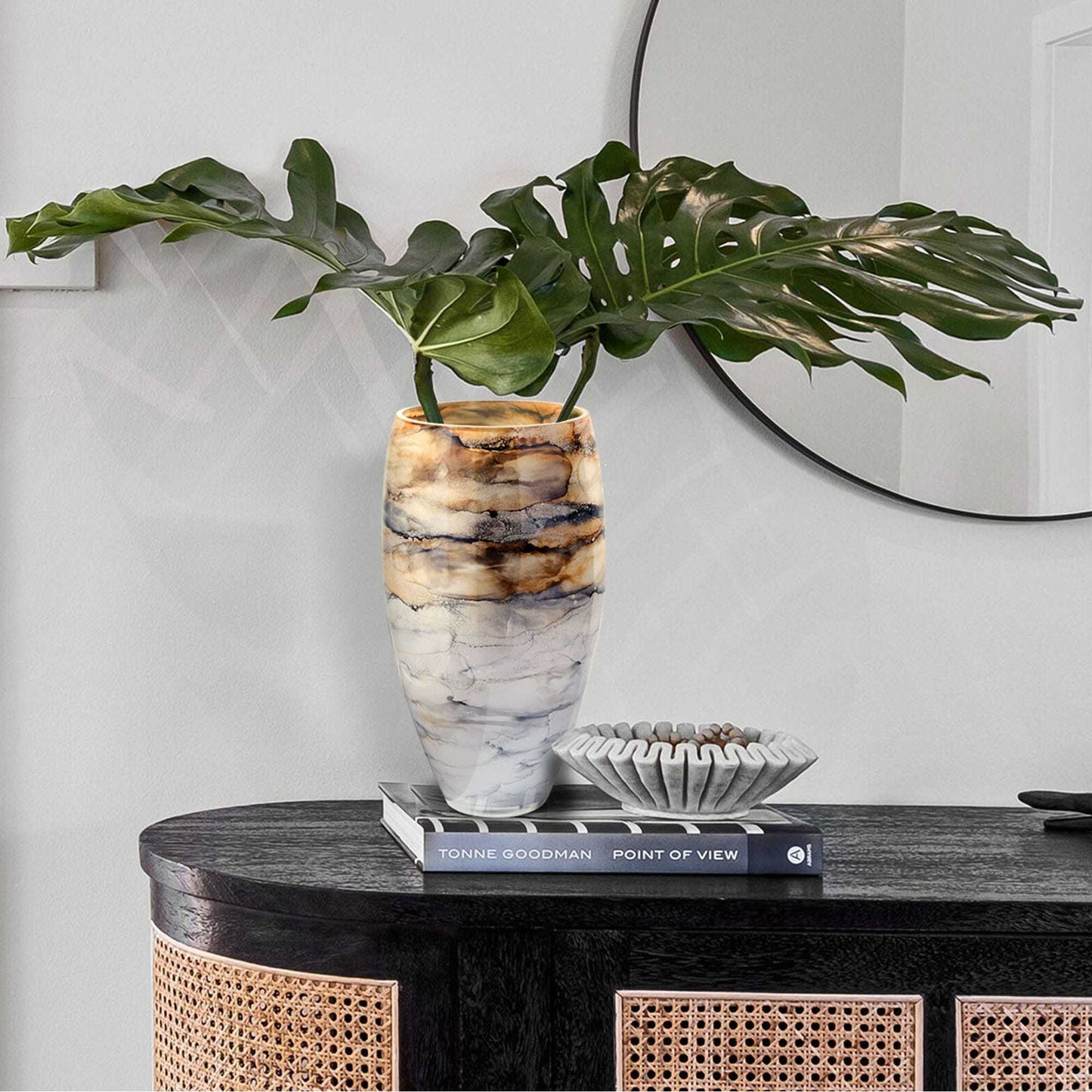 Vase Sand, Glass Marble, Elegant, Height 38 cm