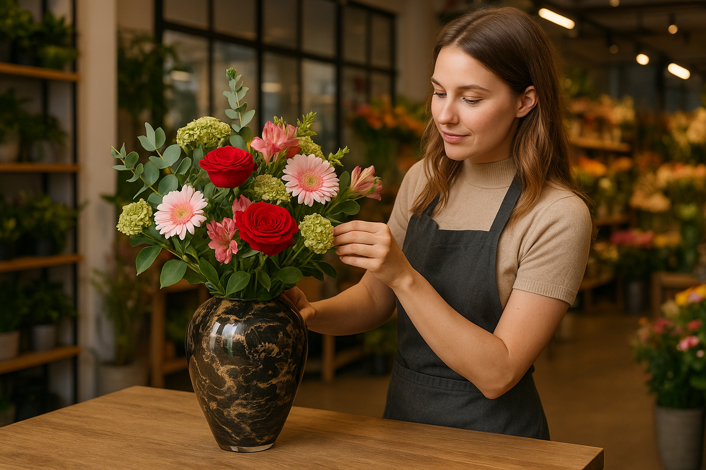 Vase Black, Glass Marble, Elegant, Height 38 cm