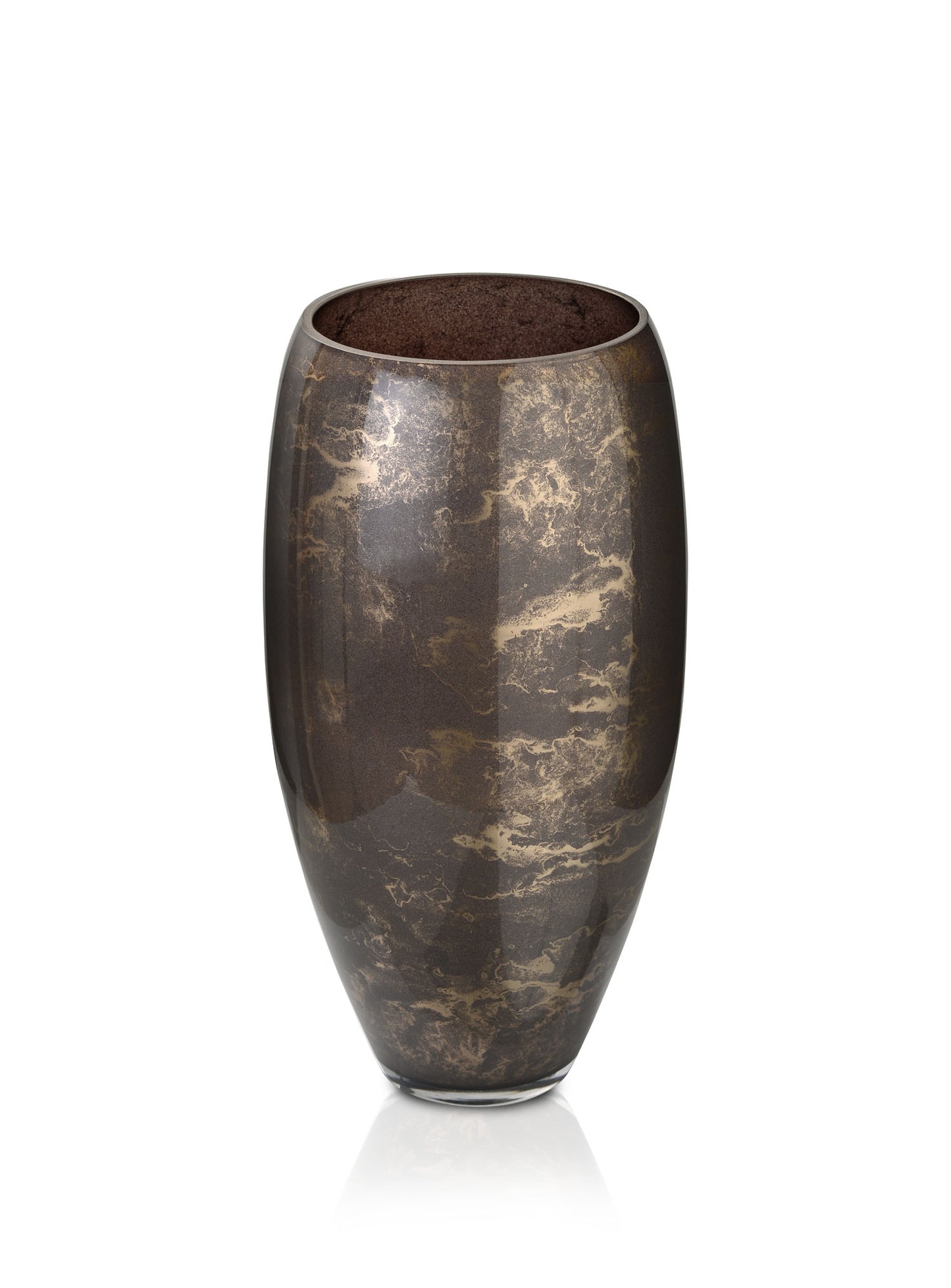 Terroso® Vaas Mokka - Glas Marmer - Hoogte 38 cm