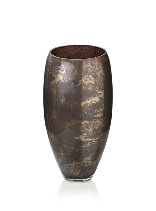 Terroso® Vaas Mokka - Glas Marmer - Hoogte 38 cm