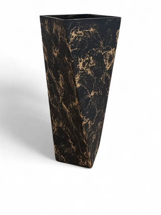 Terroso® Vaas Twisted - Mat Zwart Glas - Marmerlook - 30 cm