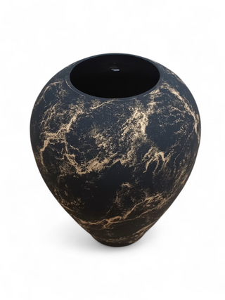 Terroso® Vaas - Mat Zwart Glas - Marmerlook - 27 cm