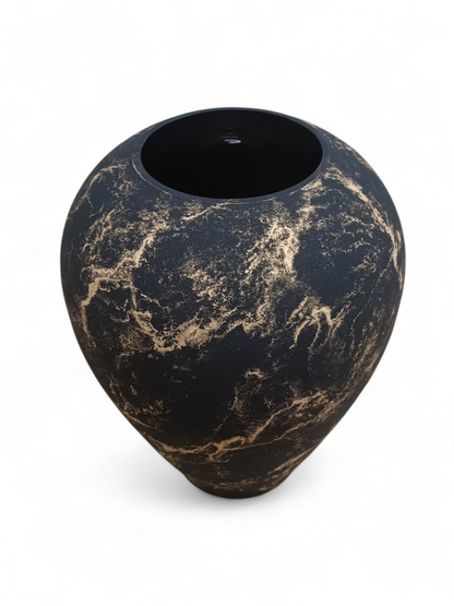 Terroso® Vaas - Mat Zwart Glas - Marmerlook - 27 cm