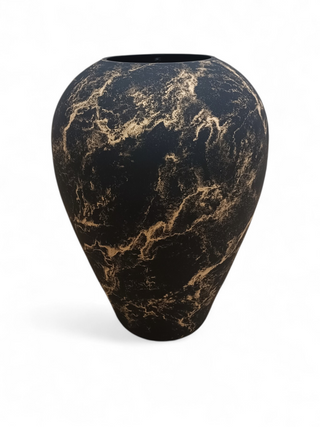 Terroso® Vaas - Mat Zwart Glas - Marmerlook - 27 cm