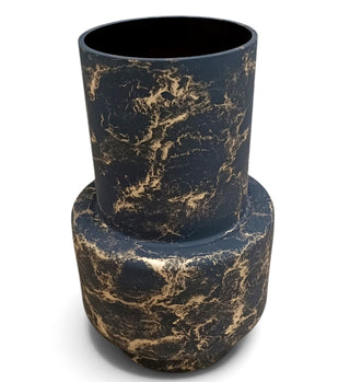 Terroso® Vaas - Mat Zwart Glas - Marmerlook - 34 cm