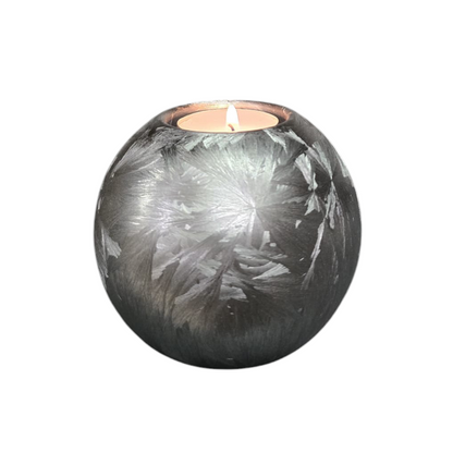 Urn met Kaarshouder - Glas – Bol Middel - Zilver Frost - 200 ml