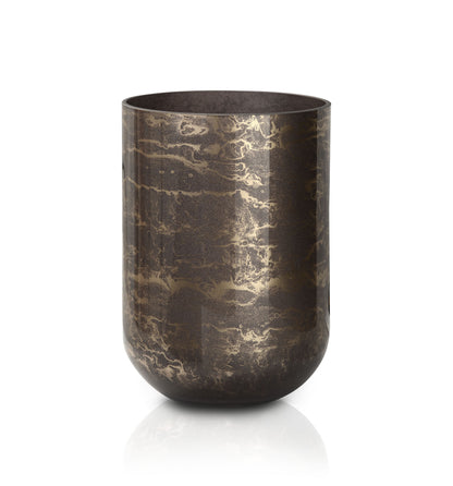 Terroso® Vaas Mokka - Glas Marmer - Hoogte 24 cm