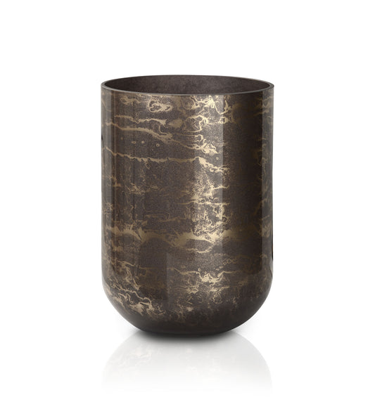Terroso® Vaas Mokka - Glas Marmer - Hoogte 24 cm