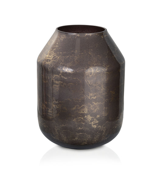 Terroso® Vaas Mokka - Glas Marmer - Hoogte 34 cm