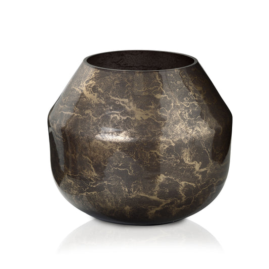 Terroso® Vaas Mokka - Glas Marmer - Hoogte 22 cm