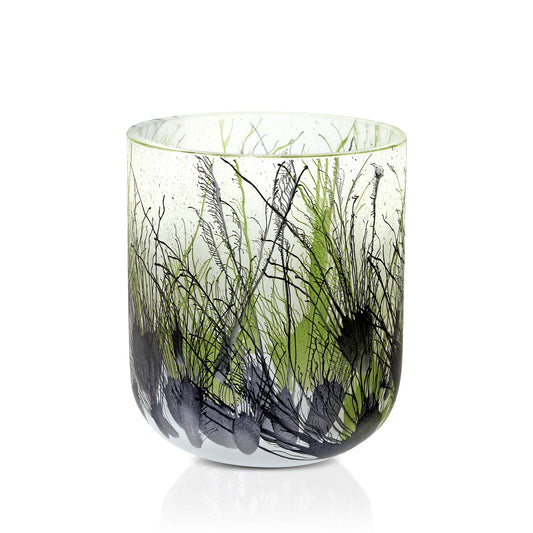 Vaas / Windlicht Nature, Glas Marmer, Elegante, Hoogte 16 cm