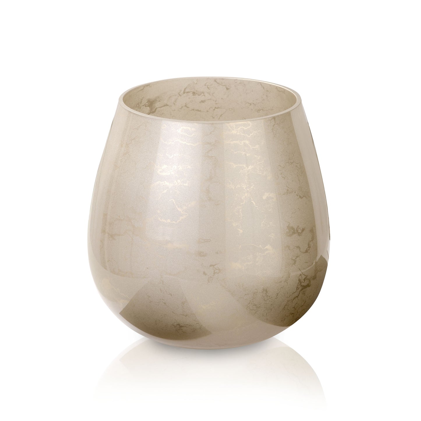 Terroso® Vaas Cappuccino - Beige Glas - Marmerlook - 25 cm