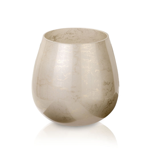 Terroso® Vaas Cappuccino - Beige Glas - Marmerlook - 25 cm