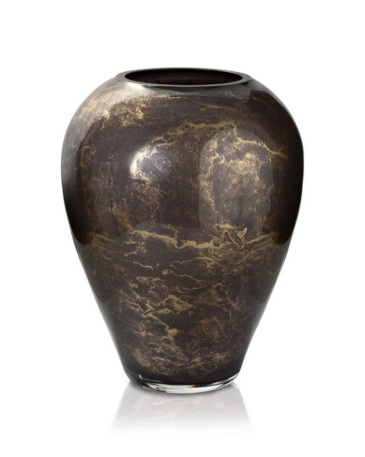 Terroso® Vaas Mokka - Glas Marmer - Hoogte 27 cm