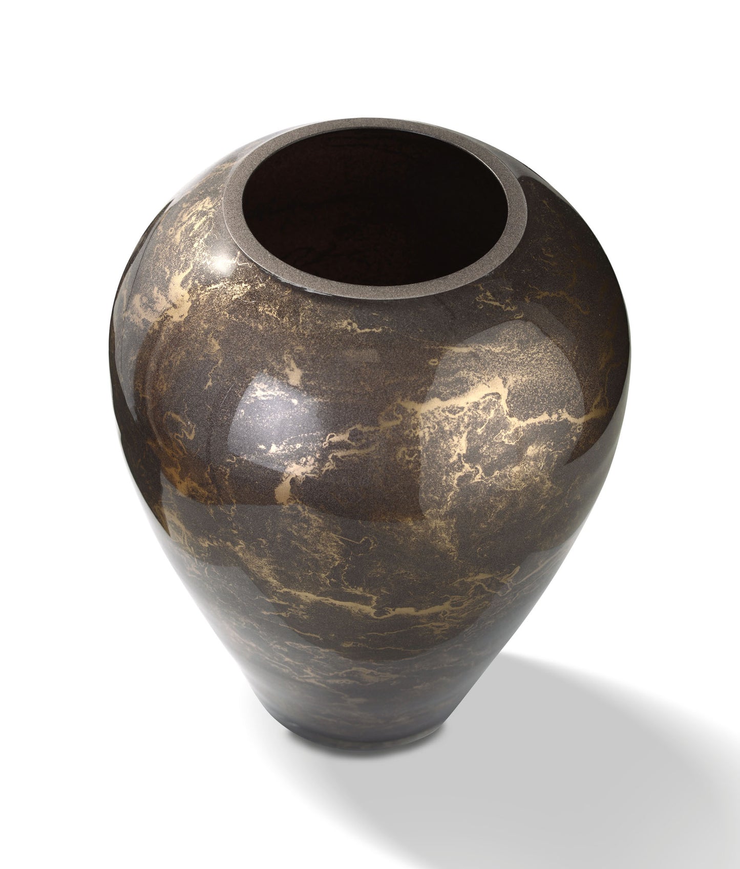 Terroso® Vaas Mokka - Glas Marmer - Hoogte 27 cm