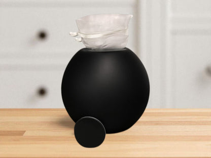 Mini urn met kaarshouder - Glas - Zwart met verzilverde vlinder - 500 ml - Urn voor mensen - Urn voor dieren - Incl. deksel, kaarsje & aszakje