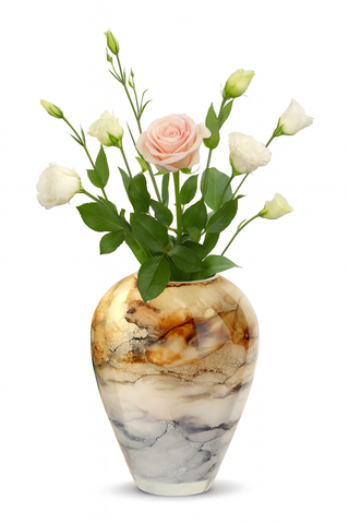 Vaas Sand, Glas Marmer, Elegante, Hoogte 27 cm