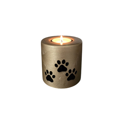 Glazen Urn Hond/Kat - Met Pootafdrukken & Kaarslicht - Goud - 160ml