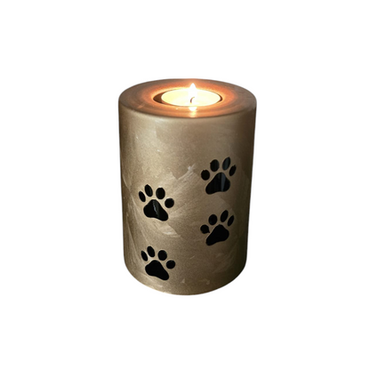 Glazen Urn Hond/Kat - Met Pootafdrukken & Kaarslicht - Goud - 400ml