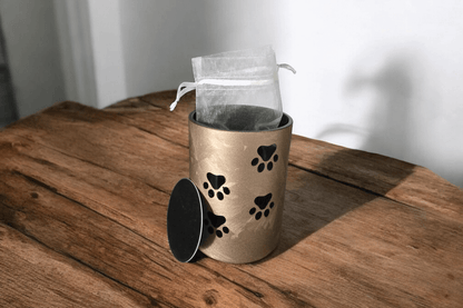 Glazen Urn Hond/Kat - Met Pootafdrukken & Kaarslicht - Goud - 400ml
