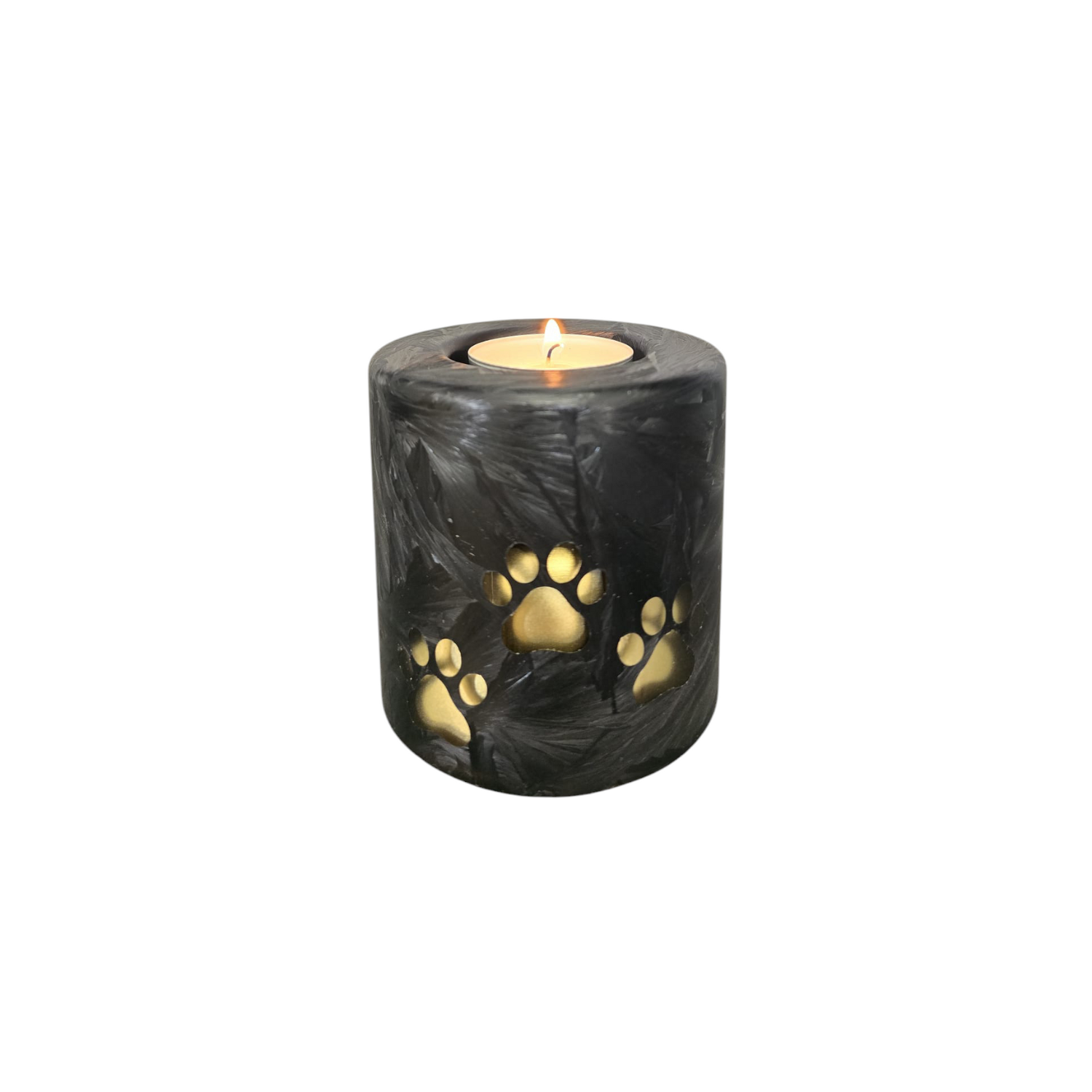 Handgeblazen mini urn van kristalglas 'Hond' zwart/wit Handgeblazen mini urn van kristalglas 'Hond' zwart/wit