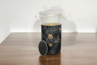 Glazen Urn Hond/Kat - Met Pootafdrukken & Kaarslicht - Zwart - 400ml