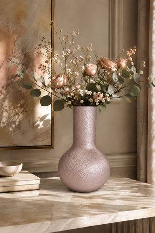 Terroso® Julia - Handgemaakte Glazen Vaas - Bloemenvaas - Beige - Interieur Woondecoratie - 36 cm Hoog