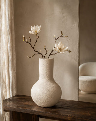 Terroso® Julia - Handgemaakte Glazen Vaas - Bloemenvaas - Creme - Interieur Woondecoratie - 36 cm Hoog