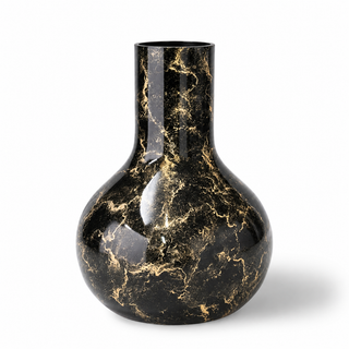 Terroso® Julia - Handgemaakte Glazen Vaas - Bloemenvaas - Zwart Glans - Interieur Woondecoratie - 36 cm Hoog
