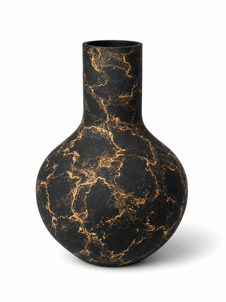 Terroso® Julia - Handgemaakte Glazen Vaas - Bloemenvaas - Zwart Mat - Interieur Woondecoratie - 36 cm Hoog