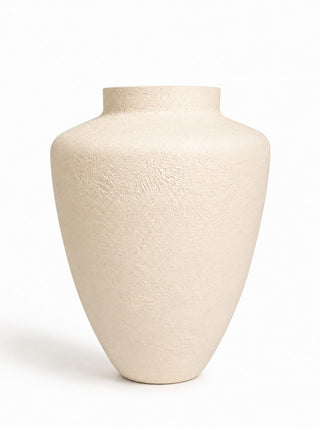 Terroso® Kaja - Handgemaakte Glazen Vaas - Bloemenvaas - Creme - Interieur Woondecoratie - 35 cm Hoog