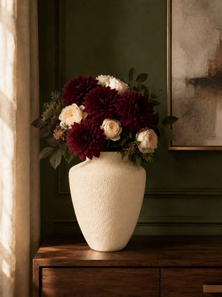 Terroso® Kaja - Handgemaakte Glazen Vaas - Bloemenvaas - Creme - Interieur Woondecoratie - 35 cm Hoog