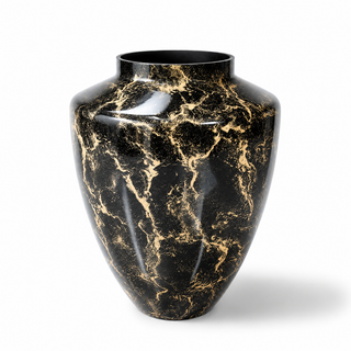 Terroso® Kaja - Handgemaakte Glazen Vaas - Bloemenvaas - Zwart Glans - Interieur Woondecoratie - 35 cm Hoog