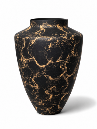 Terroso® Kaja - Handgemaakte Glazen Vaas - Bloemenvaas - Zwart Mat - Interieur Woondecoratie - 35 cm Hoog