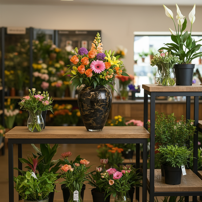 Vase Black, Glass Marble, Elegant, Height 38 cm