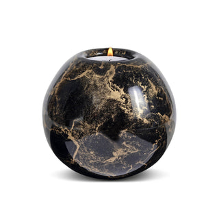 Urn met Kaarshouder - Glas – Bol Middel - Zwart en Goud - 250 ml