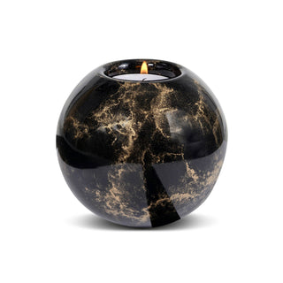 Urn met Kaarshouder - Glas – Bol Groot - Zwart en Goud - 500 ml