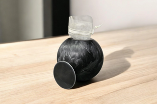Urn met Kaarshouder - Glas – Bol Middel - Zwart Frost - 250 ml