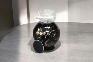 Urn met Kaarshouder - Glas – Bol Middel - Zwart en Goud - 250 ml