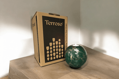 Urn met Kaarshouder - Glas – Bol Groot - Groen en Goud - 500 ml