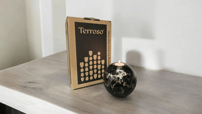 Urn met Kaarshouder - Glas – Bol Groot - Zwart en Goud - 500 ml