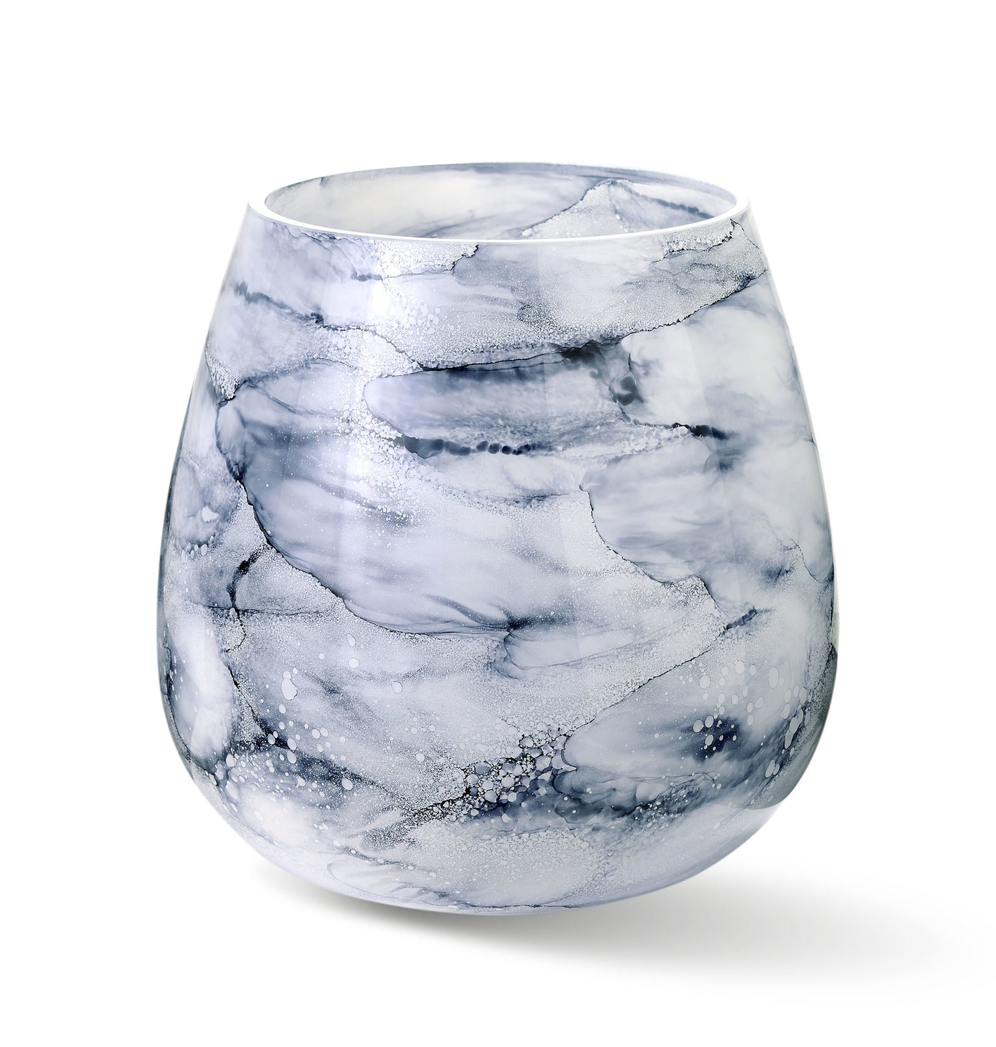 Luxe Arctic vaas van handgeblazen glas, met de hand gedecoreerd voor een verfijnde en exclusieve uitstraling. Elegant en stijlvol design, perfect voor elk interieur