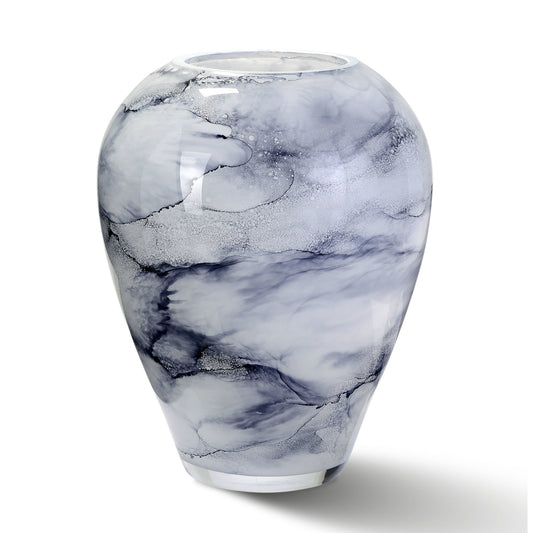 Luxe Arctic vaas van handgeblazen glas, met de hand gedecoreerd voor een verfijnde en exclusieve uitstraling. Elegant en stijlvol design, perfect voor elk interieur