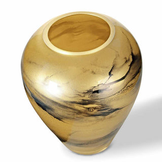 Luxe gouden vaas van handgeblazen glas, met de hand gedecoreerd voor een verfijnde en exclusieve uitstraling. Elegant en stijlvol design, perfect voor elk interieur
